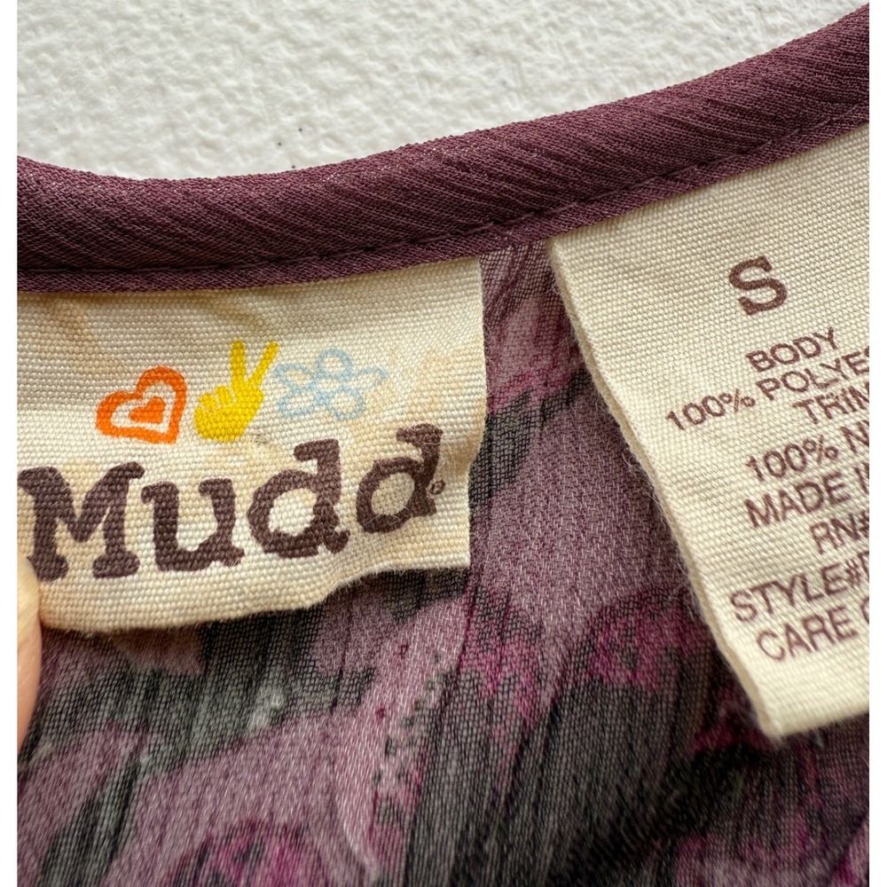 Mudd Tank Top Womens Sheer Layered Size S Purple Floral Fairy Festival Boho Y2K - Picture 5 of 16